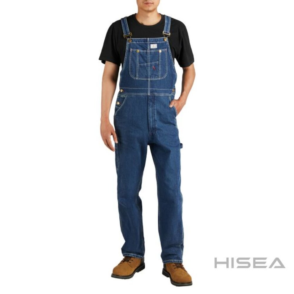 HISEA Men's Denim Bib Overalls Size 38WX30L In Blue